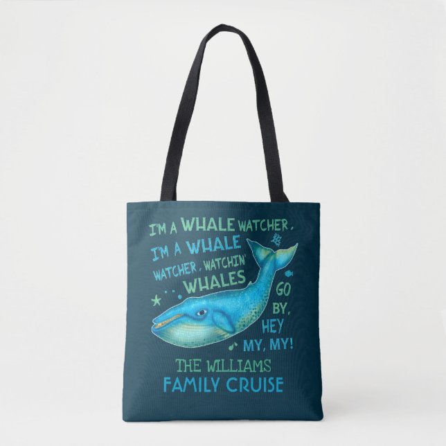 Whale Watching Family Vacation Cruise Personalised Tote Bag (Front)