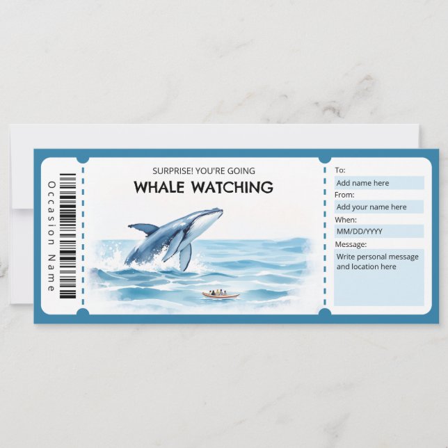 Whale Watching Gift Certificate Invitation (Front)