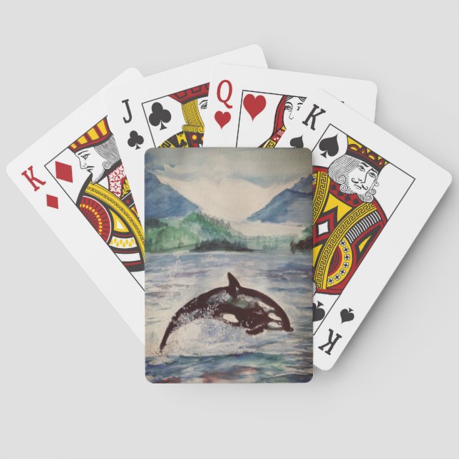 Whale Watercolor Art Playing Cards (Back)