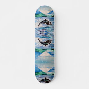 Whale Watercolor Art Skateboard 19.7cm