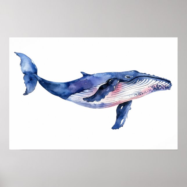 Whale Watercolor  Small Poster (Front)