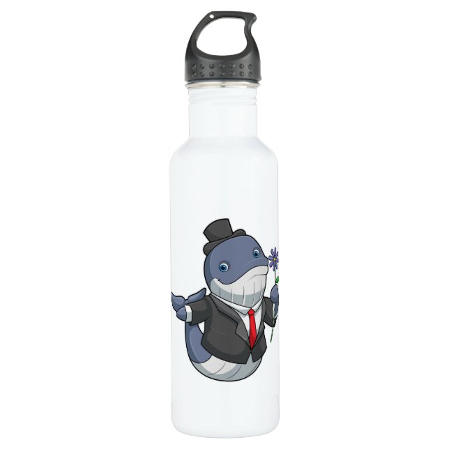 Whale Wedding Groom Flower 710 Ml Water Bottle (Front)
