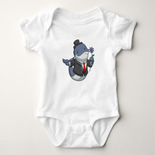 Whale Wedding Groom Flower Baby Bodysuit