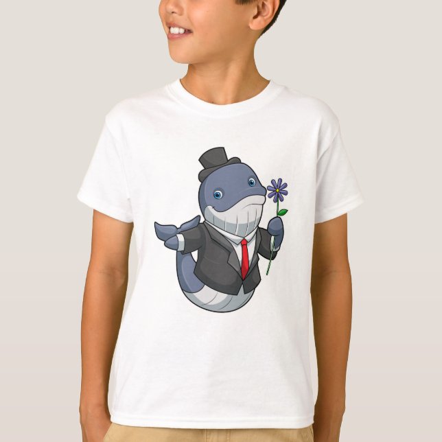 Whale Wedding Groom Flower T-Shirt (Front)