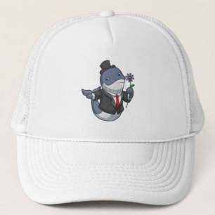 Whale Wedding Groom Flower Trucker Hat