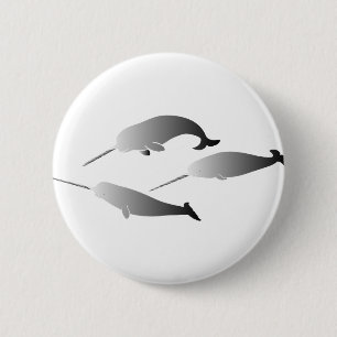 whale whales narwal narwhale unicorn scuba diving 6 cm round badge