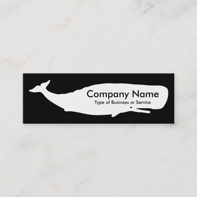 Whale - White on Black Mini Business Card (Front)