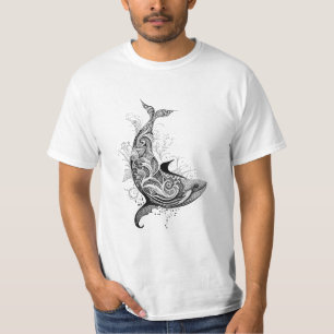Whale Wild Animal Nature Illustration Art Tattoo T-Shirt