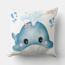 Whale with a bandage and bubble Pillow