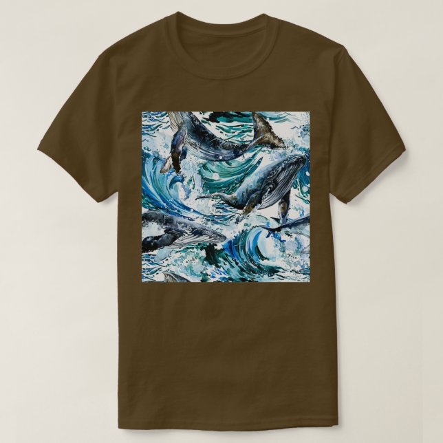 whale with waves pattern T-Shirt (Design Front)