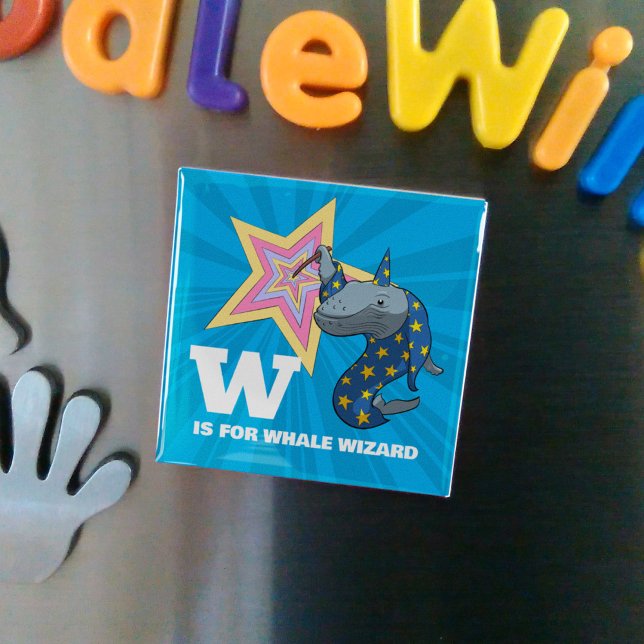 Whale Wizard Surreal Humour Alphabet Cartoon Magnet (Creator Uploaded)