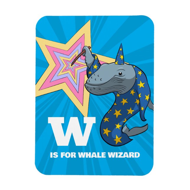 Whale Wizard Surreal Humour Alphabet Character Magnet (Vertical)