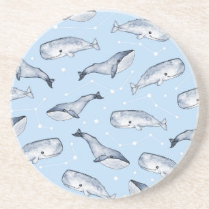 Whale Wonders: Watercolor Starry Sky Coaster