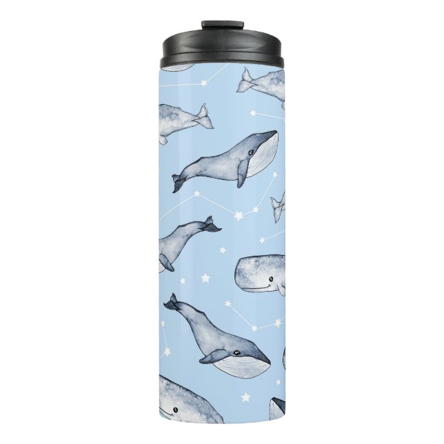 Whale Wonders: Watercolor Starry Sky Thermal Tumbler (Front)