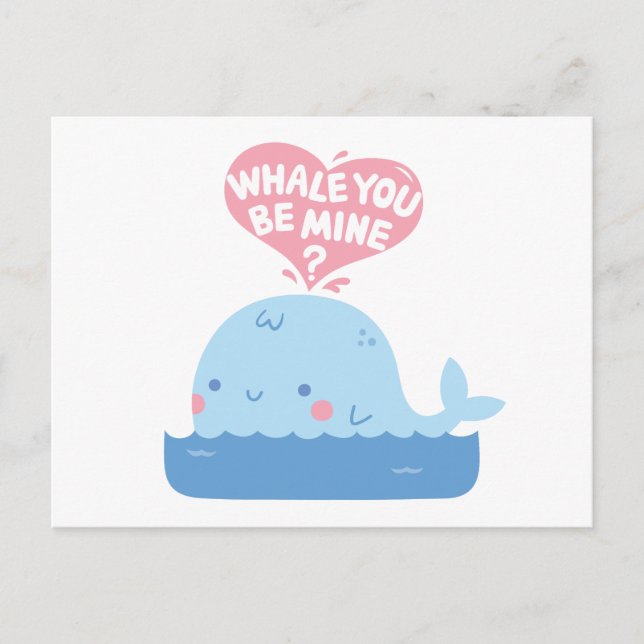 Whale You Be Mine Love Confession Postcard (Front)