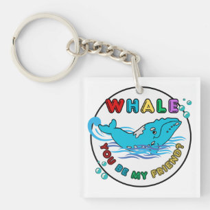 Whale You Be My Friend Blue Bubble Humpback Whale Key Ring
