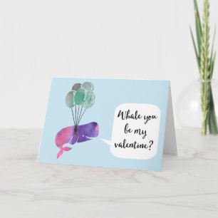 Whale you be my valentine holiday card