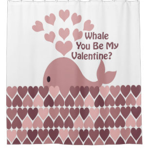 Whale You Be My Valentine Shower Curtain