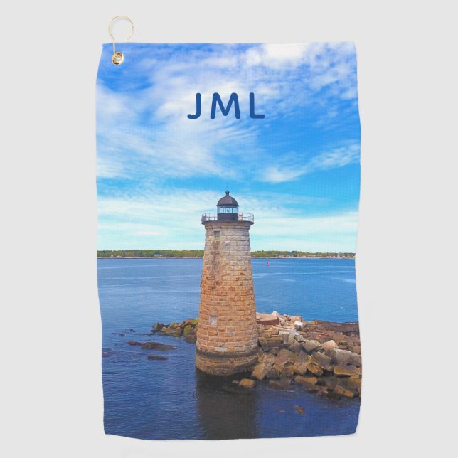 Whaleback Lighthouse Golf Towel (Front)
