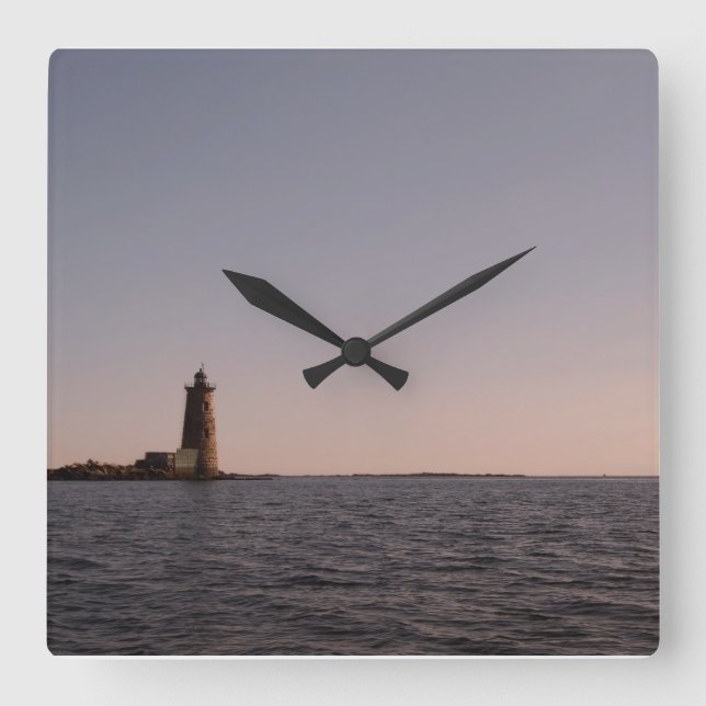 Whaleback Lighthouse, Kittery Maine Square Wall Clock (Front)