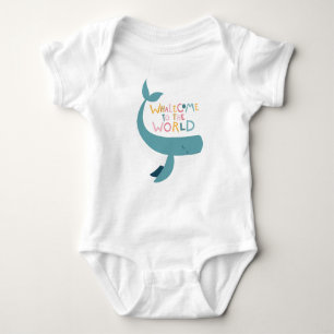 Whalecome To The World Cute Whale T-Shirt Baby Bodysuit