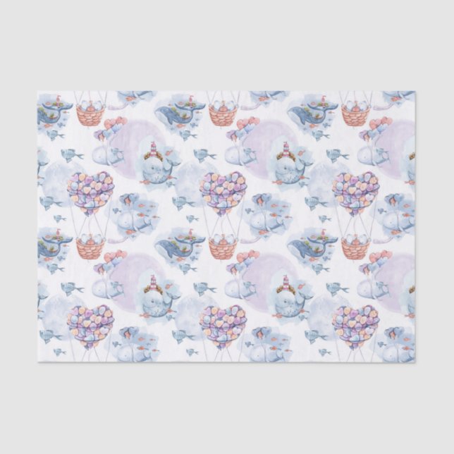 Whales and balloons tissue paper (Front)