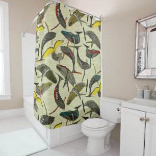 whales and waves bold shower curtain