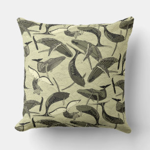 whales and waves natural cushion