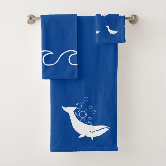 Whales and Waves Themed  Bath Towel Set (Insitu)