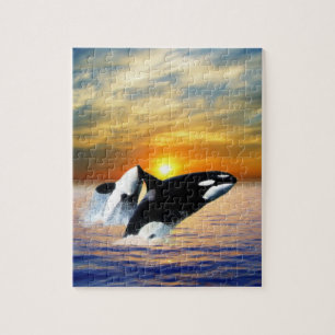Whales at sunset jigsaw puzzle