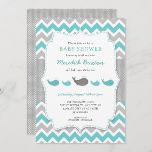 Whales baby shower invitation, neutral gender invitation