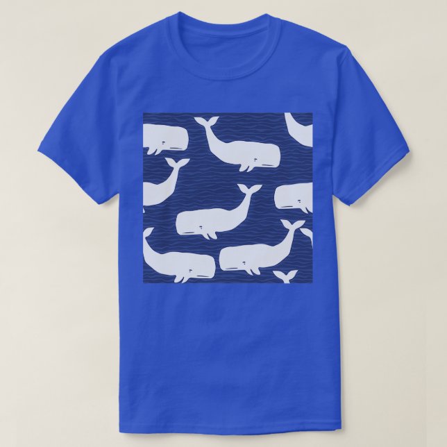 Whales Blue and White Whale T-Shirt (Design Front)