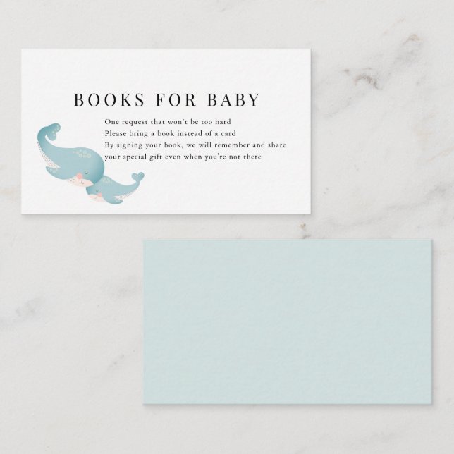 Whales Blue Baby Shower Book Request Enclosure Card (Front/Back)