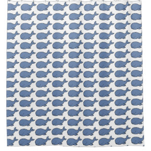 whales cute blue shower curtain