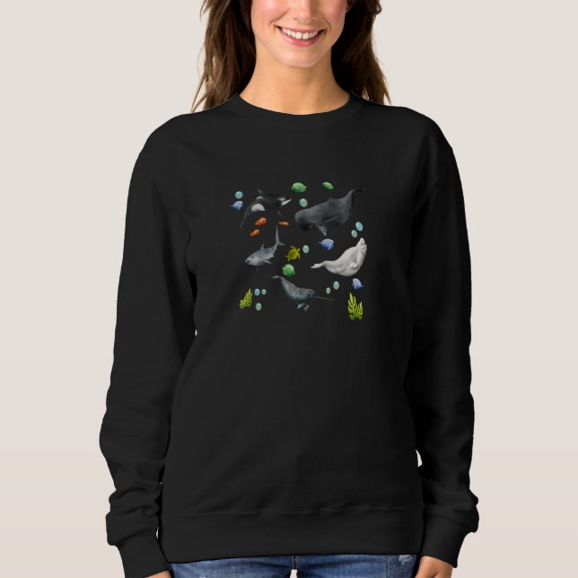 Whales fish and ocean water sports sea creatures P Sweatshirt (Front)