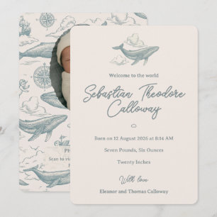 Whales in the Clouds Celestial Voyage Birth Announcement
