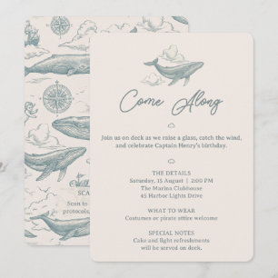 Whales in the Clouds   Celestial Voyage Birthday Invitation