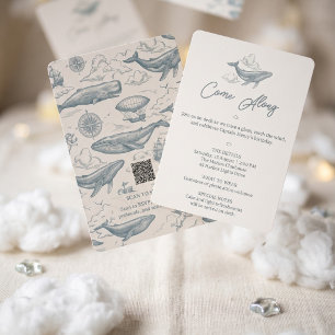 Whales in the Clouds Celestial Voyage Birthday Invitation