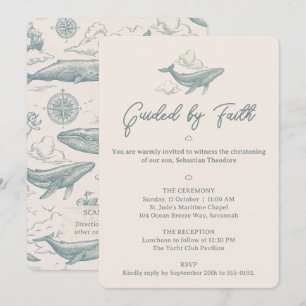 Whales in the Clouds Celestial Voyage Christening Invitation