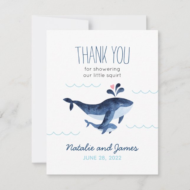 Whales Nautical Under the Sea Baby Shower Thank You Card (Front)