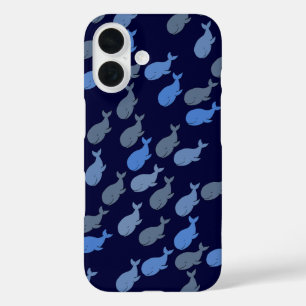 whales on blue iPhone 16 case