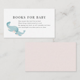 Whales Pink Baby Shower Book Request Enclosure Card