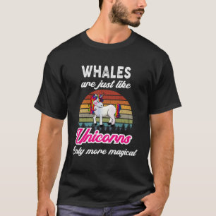 Whales Retro Unicorn Vintage Sunset T-Shirt