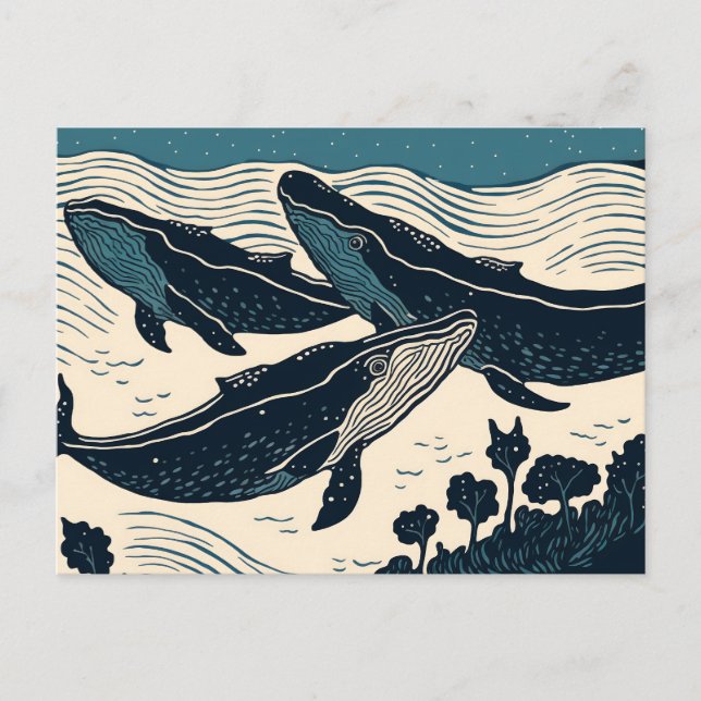 Whales Sea Ocean Nova Scotia Travel Camping Postcard (Front)