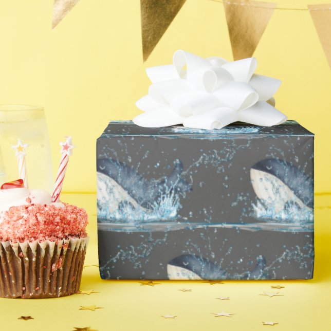 Whales Splashing  Wrapping Paper (Birthday Party)
