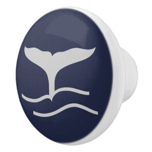 Whales Tail Pattern Navy and Grey Ceramic Knob