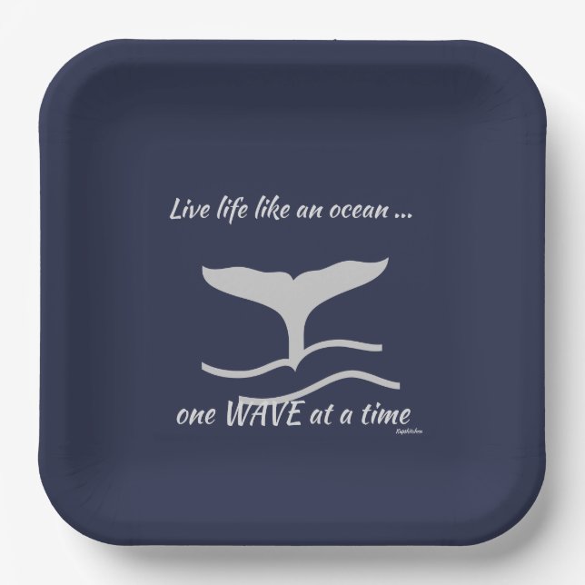 Whales Tail with Graphics Quote  Paper Plate (Front)