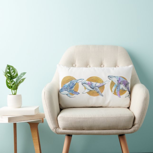 Whales Trio Fly Float and Dream  Lumbar Cushion (Chair)
