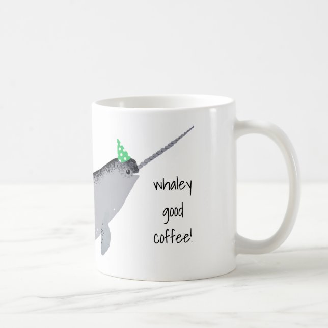  Whaley Good Coffee Text Narwhal Whale Mug (Right)