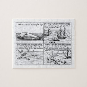 Whaling at Spitzbergen in 1611 (engraving) (b/w ph Jigsaw Puzzle